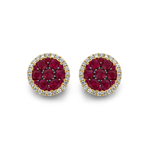 [1PE0271273/7]  Damaso - Illusion Stud Earrings with Rubies and Diamonds