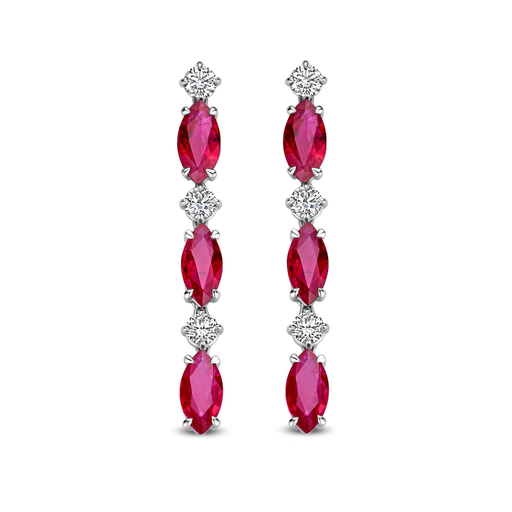 [JBS-MB-FD3/1938]  JBS - Whitegold earrings with rubies and diamonds