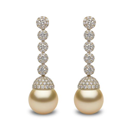 [YKE5009-166-DHZ]  Yoko London - Yellow gold earrings with diamonds and pearls