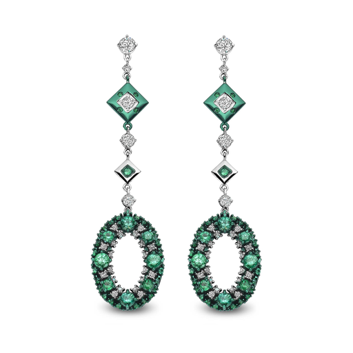 [JBS-MM-02818OR]  JBS - Whitegold earrings with diamonds and emerald
