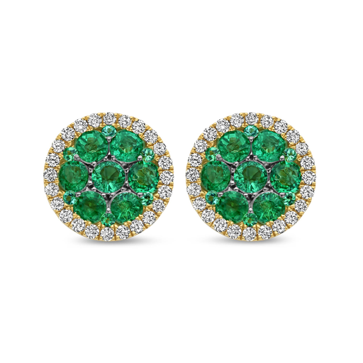 [1PE0271273/5]  Damaso - Yellow gold studs with diamonds and emeralds