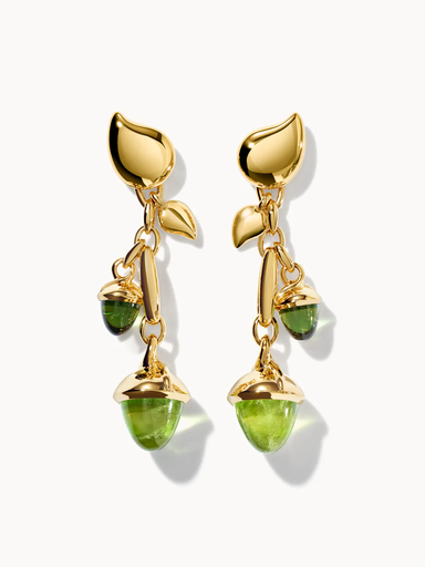 [E-M-d-2-RF-yg]  Tamara Comolli - Earrings MIKADO Dangling 2 Acorns - 'Rainforest' 'Rainforest'