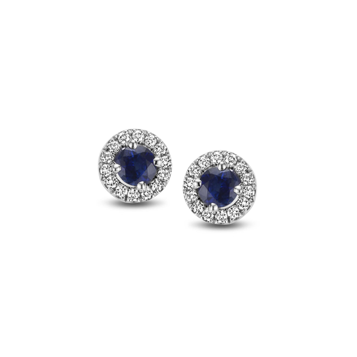 [JBS-MB-FD3/1674]  JBS - Pompom Stud Earrings in White Gold with Sapphires and Diamonds