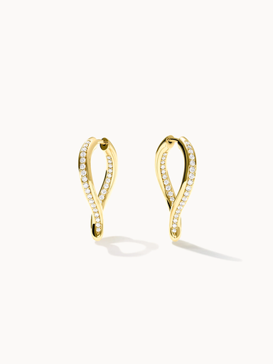 [E-Sig-Ho-TDr-p-yg]  Tamara Comolli - Earrings SIGNATURE Hoop Twisted Drop with Diamond Pavé