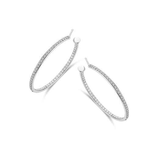 [JBS-DG-8437/1*S]  JBS - Hoop Earrings in White Gold with Diamonds (3 cm)