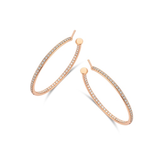 [JBS-DG-8437/1*SOR]  JBS - Hoop Earrings in Pink Gold with Diamonds (3 cm)