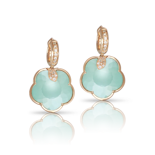 [16620R]  Pasquale Bruni - Limited Edition Earrings in Pink Gold with Turquoise and White Moonstone and Diamonds