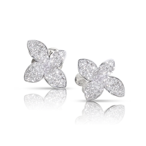 [15384B]  Pasquale Bruni - Earrings in White Gold with Diamonds Small Flower.
