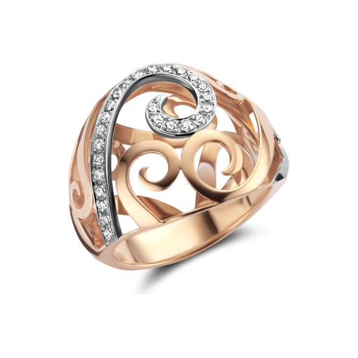 JBS - Ring pink and white gold set with diamonds
