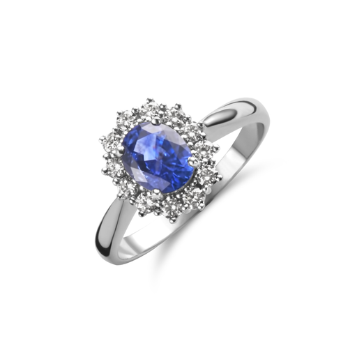  JBS - ring white gold with diamonds and sapphire
