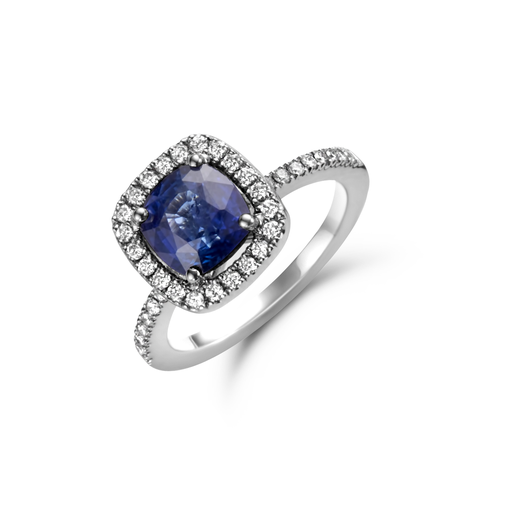  JBS - ring white gold set diamonds and sapphire
