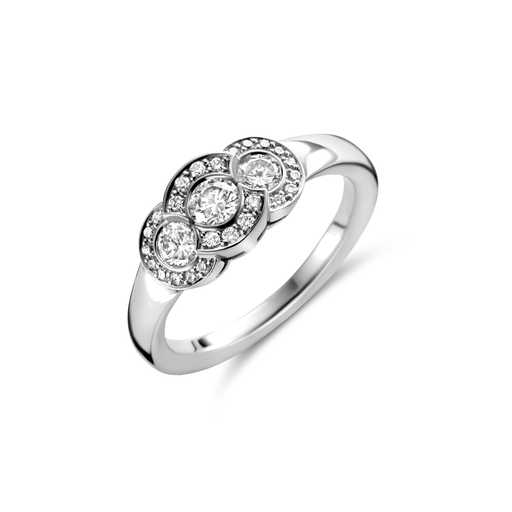  JBS - Ring White Gold 3 stones+ diamond set