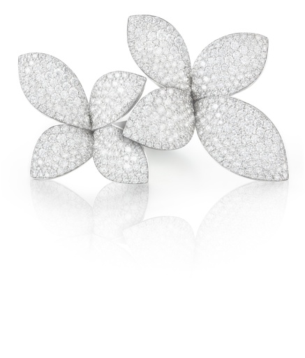  Pasquale Bruni - Giardini Segreti Double Flower Ring in White Gold with Diamonds
