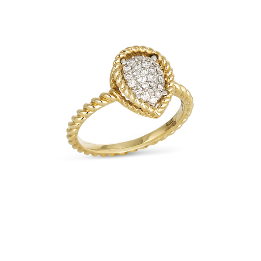  Roberto Coin - New Barocco Ring In Yellow Gold with Diamonds