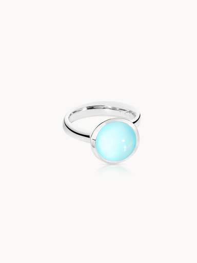 Tamara Comolli - BOUTON Ring Large in White Gold with Aqua Chalcedony