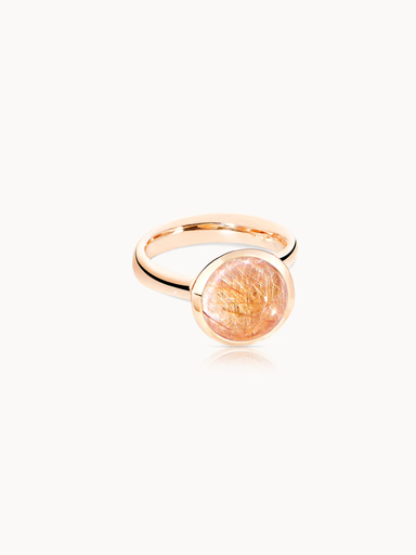  Tamara Comolli - BOUTON Ring Large in Pink Gold with Rutilated Quartz