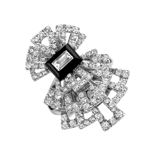  JBS - Ring art deco with diamonds and onyx
