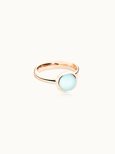 [R-BOU-s-ChAq-rg]  Tamara Comolli - BOUTON Ring Small in Pink Gold with Aqua Chalcedony