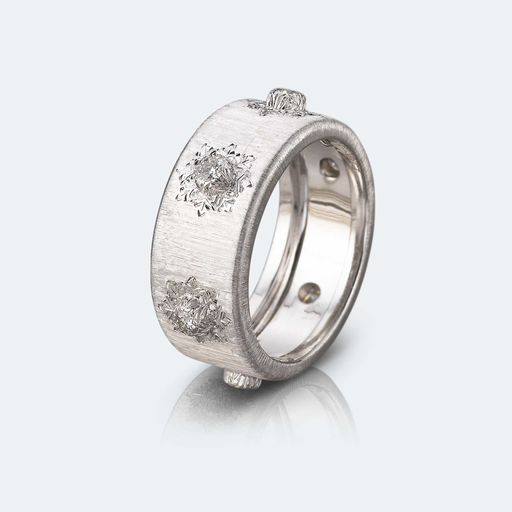 [JAUETE005434]  Buccellati - ring macri white gold with 6 diamonds