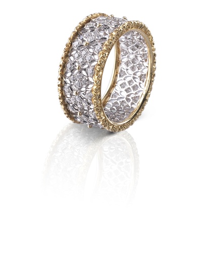 [JAUETE006370]  Buccellati - ring tondi white and yellow gold set with diamonds
