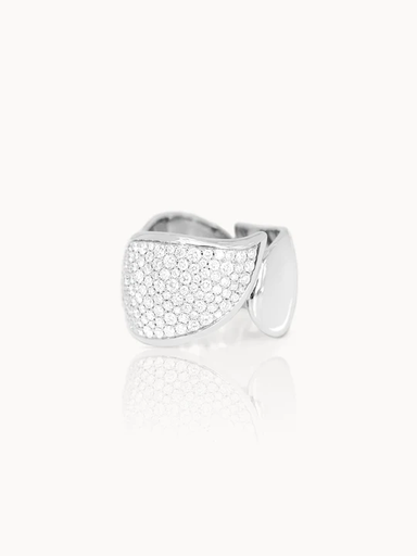 [R-Sig-Wave-m-p-Wg]  Tamara Comolli - SIGNATURE Wave Ring Medium in White gold with Diamonds