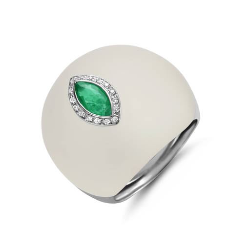 [JBS-ANCO-4109/EM]  JBS - Ring with diamonds, emerald and rock crystal