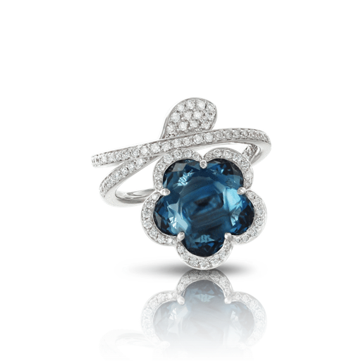 [15802B]  Pasquale Bruni - Je T'Aime Ring in White Gold with London Blue Topaz and Diamonds
