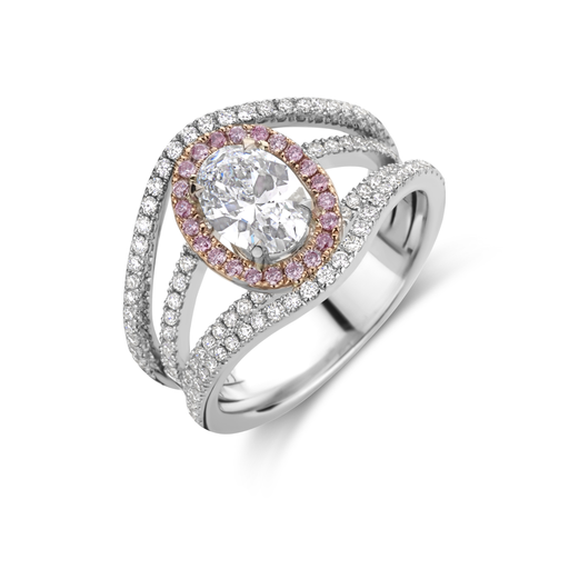 [JBS-MB-9/086]  JBS - Solitair oval with pink diamonds