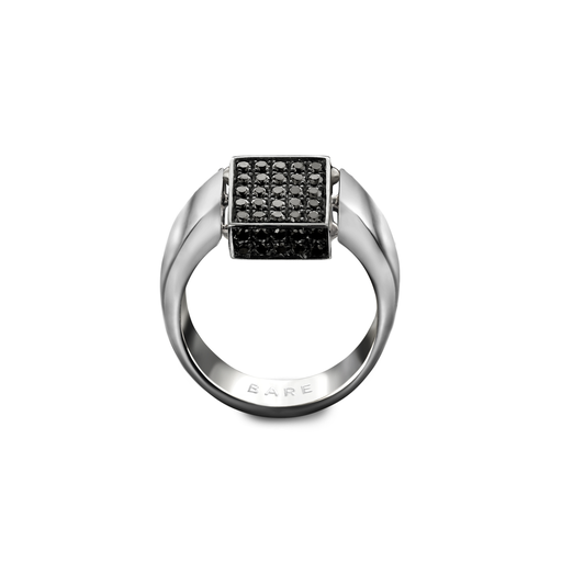[BARE-SIGNETRR-WBsin]  Dries Criel Jewelry - Signet Reversible Ring in White Gold with Black Diamonds