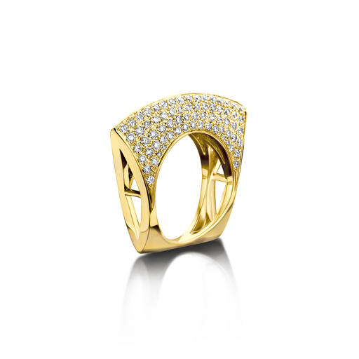 [BARE-LOTUSR-YW]  Dries Criel Jewelry - Lotus Ring in Yellow Gold with Diamonds
