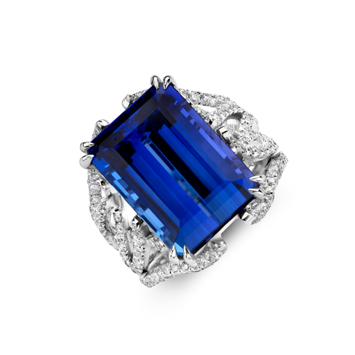 [JBS-MF-TANZA]  JBS - Whitegold ring with Tanzanite & diamonds