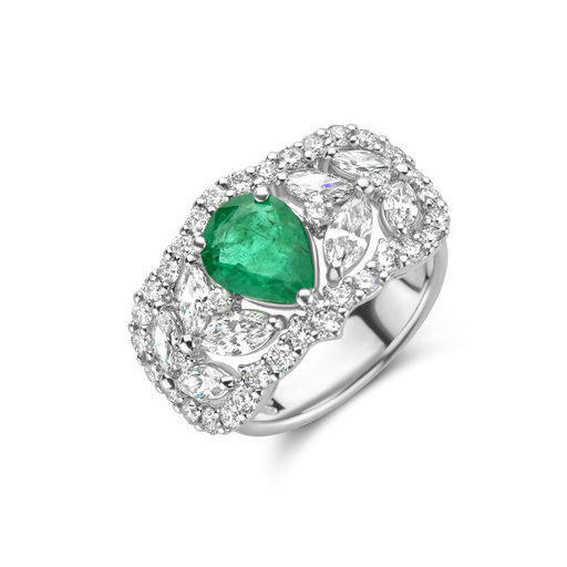 [JBS-HASBA-20054-1]  JBS - Art Deco Style With Pear Cut Emerald