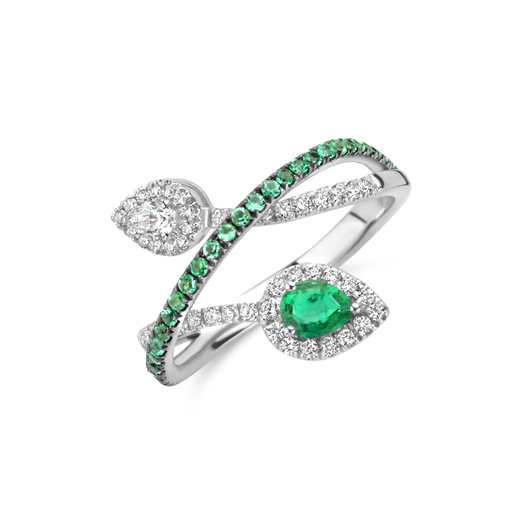 [JBS-DG-10025*SSM]  JBS - Toi & Moi with Diamond and Emerald