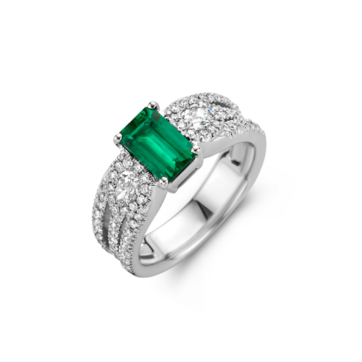 [JBS-DG-6312*OTSM]  JBS - Emerald Cut Emerald and Pear Shaped Diamonds