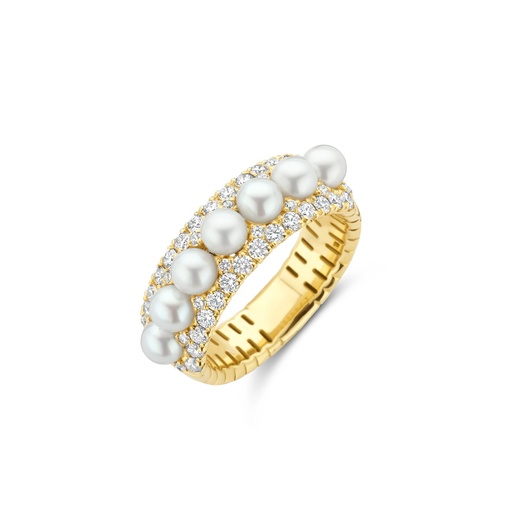 [1AN1480845/2]  Damaso - Yellow gold ring with diamonds and pearls
