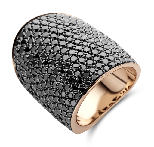 [SA555BL]  Antonellis - Ring in pink gold set with black Diamonds