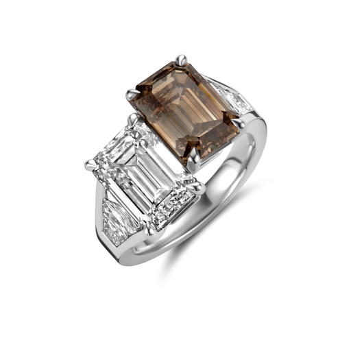 [JBS-MB-9/4371]  JBS - Whitegold Toi & Moi ring with brown and white diamond