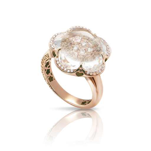 [16109R]  Pasquale Bruni - Bon Ton Ring in Pink Gold with Rock Crystal, White and Champagne Diamonds