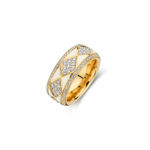 [JBS-LV-A10714/1W-R]  JBS - Pink gold ring with diamonds and white enamel