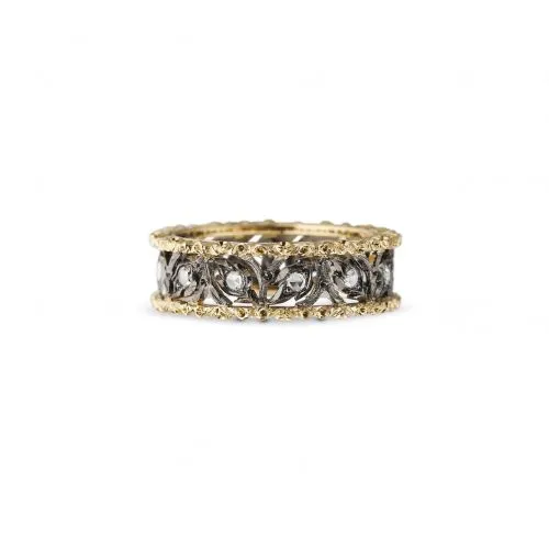 [JAUETE013248]  Buccellati - Eternelle Ramage Ring in White & Yellow Gold with Diamonds