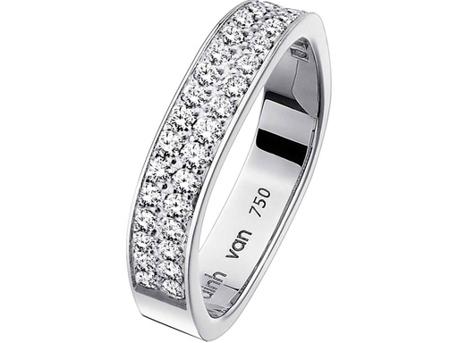 [236222]  Dinh Van - Square Wedding Band 4 mm in White Gold with Diamonds
