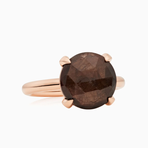[8RR4783BSB]  Bron - Catch Ring in Pink Gold with Brown Sapphire