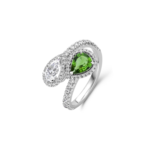 [JBS-MB-FD2/4916]  JBS - White gold ring with emerald and diamonds