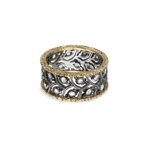 [JAUETE006714]  Buccellati - Eternelle Ramage Ring in White & Yellow Gold with Diamonds