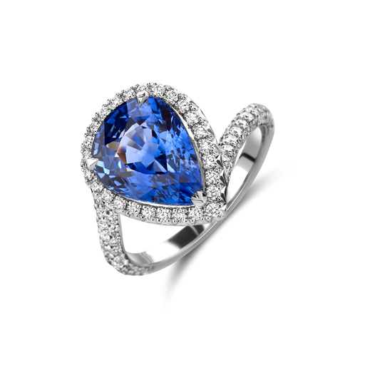 [JBS-MB-FD3/0811]  JBS - Whitegold ring with Saphire and diamonds