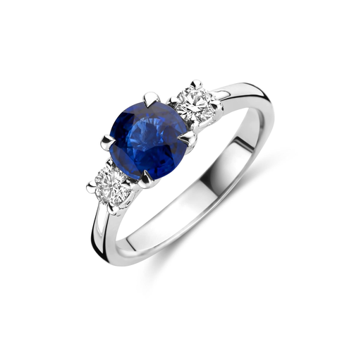 [JBS-MB-FC8/0889]  JBS - Whitegold ring with saphire and diamonds