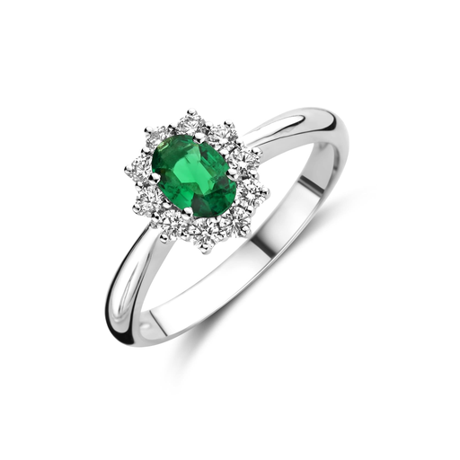 [JBS-MB-FD3/0783]  JBS - Whitegold ring with emerald and diamonds