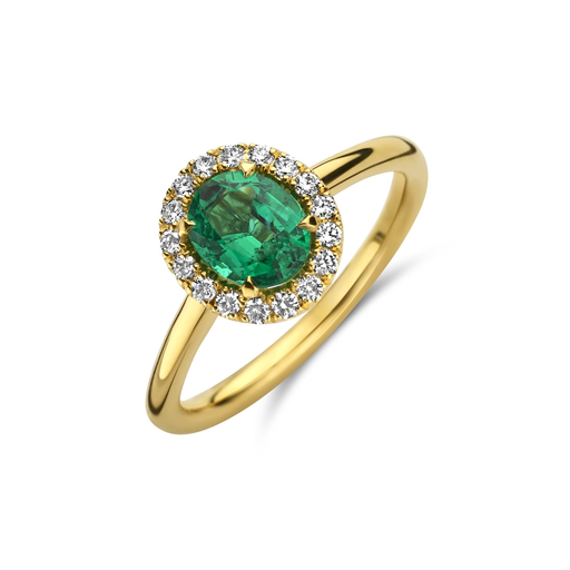 [JBS-MB-FD2/2704]  JBS - Yellow gold ring with emerald and diamonds