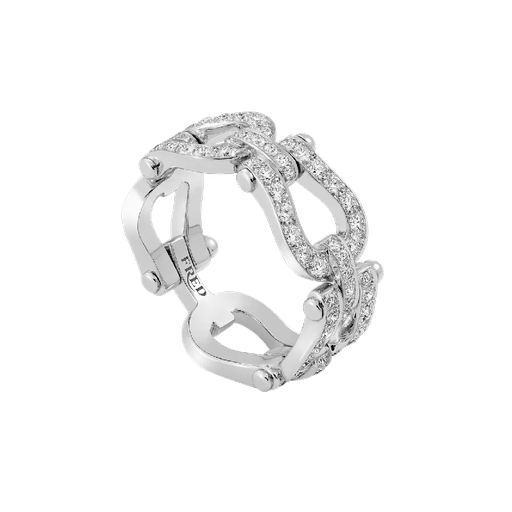 [4J0755]  Fred - Force 10 ring Medium model in white gold with diamonds