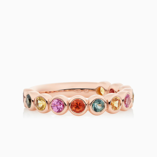 [8RR4872ZEST]  Bron - Confetti ring in pink gold with sapphires